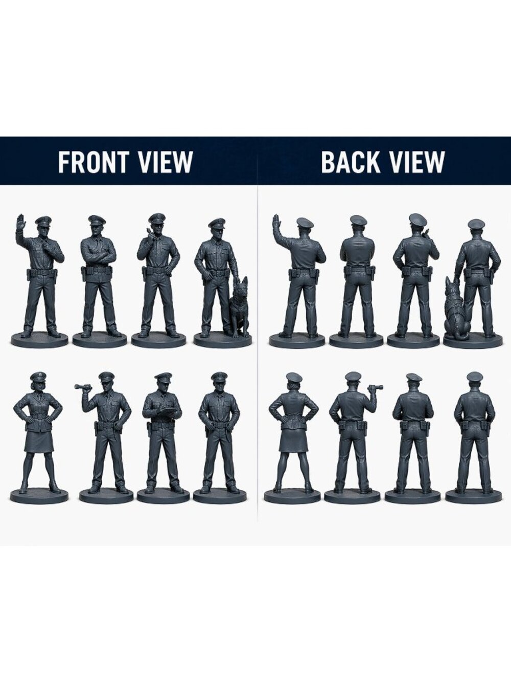 Police Figures – 8 Unpainted Resin Officers for Model Railroad & Dioramas 42mm - Picture 4 of 12